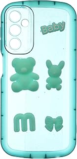 Teddy Bear Design PP Back Cover For Samsung Galaxy A24 - Clear/Turquoise