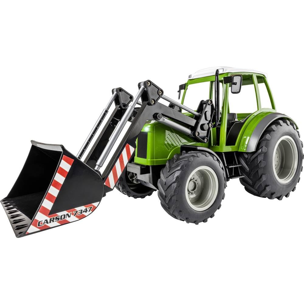 Carson 500907347 RC traktor z ładowaniem czołowym 1:16 - zdalnie sterowany pojazd, pojazd rolniczy dla dzieci od 8 lat, nadaje się do użytku na zewnątrz, w zestawie baterie i zdalne sterowanie,