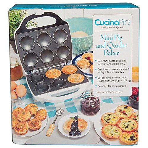 Mini Pie and Quiche Maker- Pie Baker Cooks 6 Small Pies and Quiches in Minutes- Non-stick Cooker w Dough Cutting Circle for Easy Dough Measurement