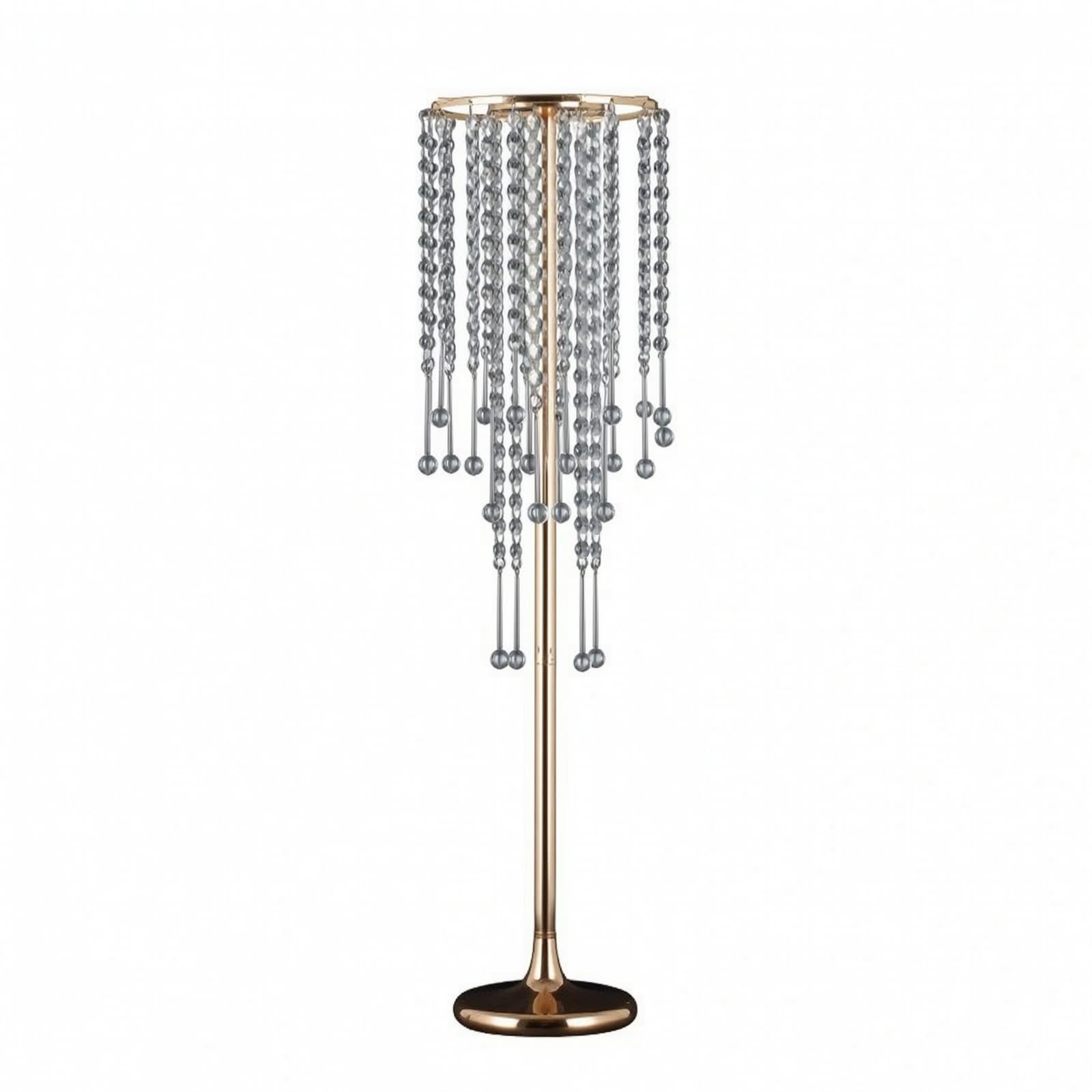 F Fityle Soporte Decorativo de Boda Soporte Florero Pedestal Centro de Mesa Base Circular Alta Aleación con de Cristal Superficie Pulida Adecuado para , Dorado , Diámetro 20 Cm X Altura 75 Cm