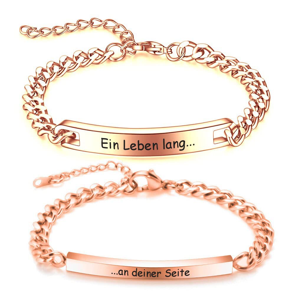 ID Edelstahl Partner Armbänder + Gravur nach Wunsch Partnerarmbänder mit Box