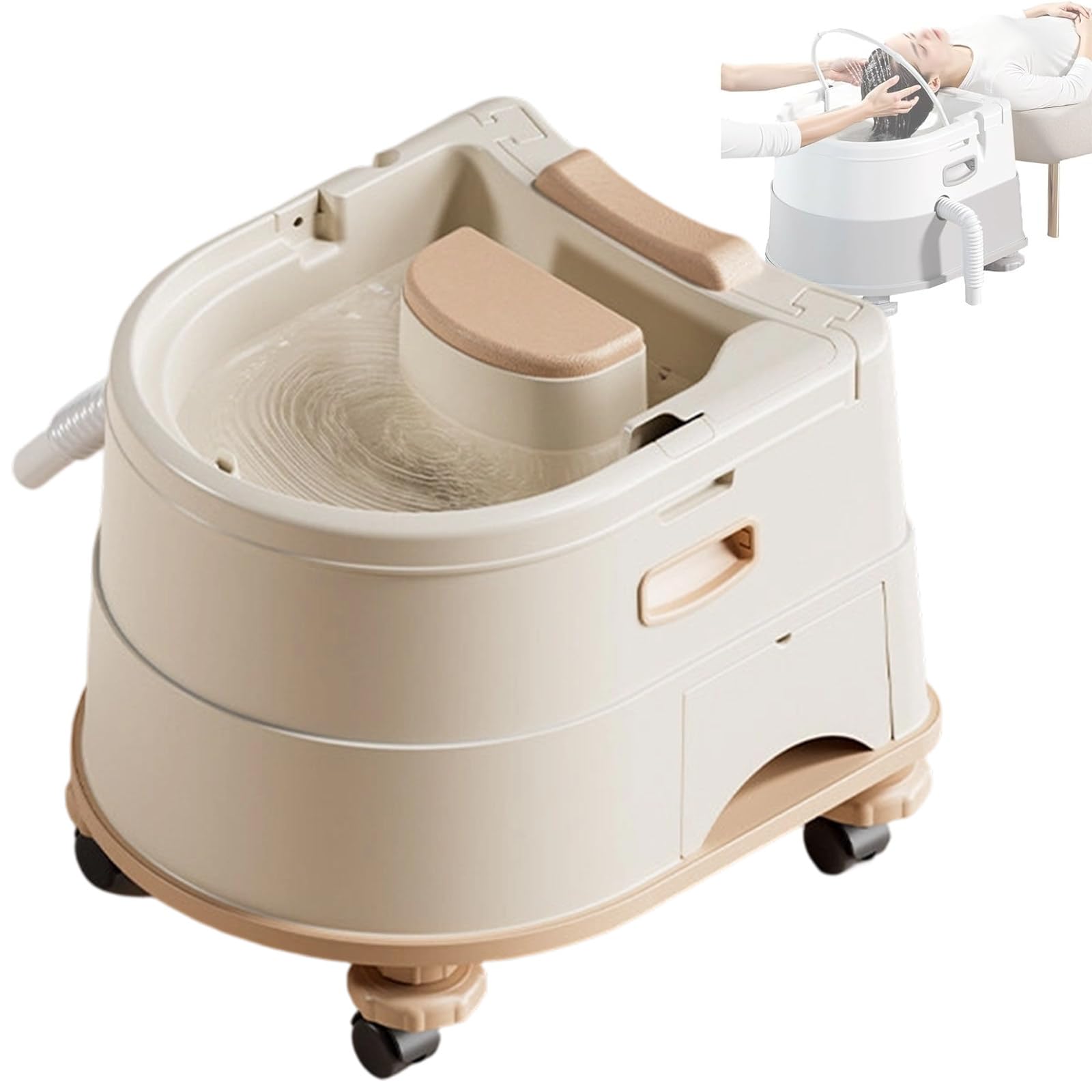 GwlThixion Head Spa Shampoo Basin, Portable Head Spa Attachment for Shampoo Bowl, Constant Temperature Water Circulation and Warm Steam for Scalp Care Apricot-Package2