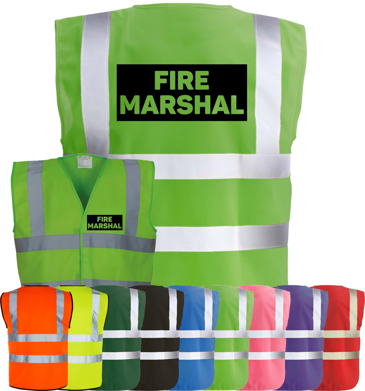 Corporate Togs FIRE MARSHAL Hi-Vis Safety Vest - High-Visibility Waistcoat Tabard, British Standard CE Marked, Fastening Vest | Protective Safety Wear
