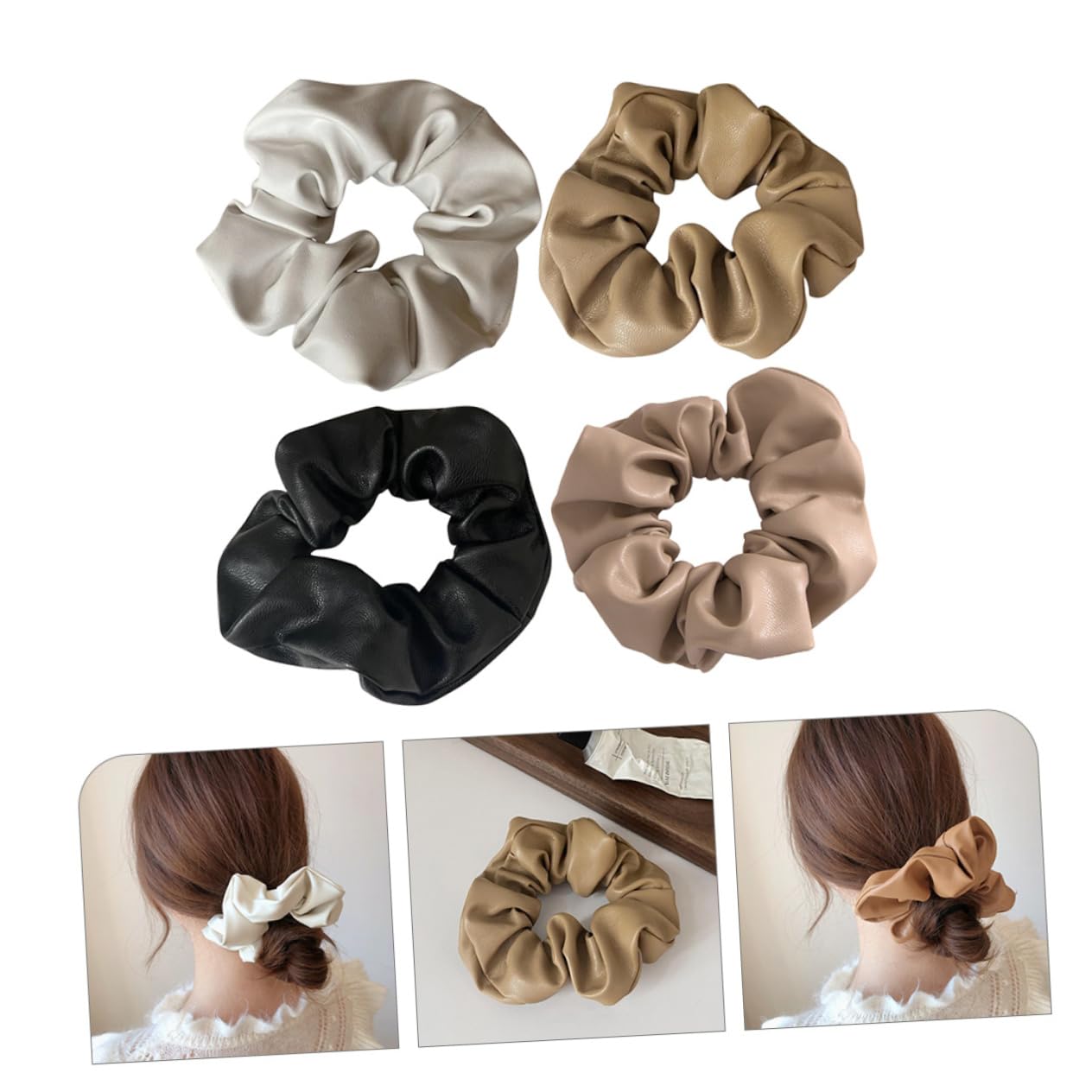 Healeved 12piezas Coleteros De Pu Para Niñas Accesorios De Pelo Elegantes y Chic Scrunchies De Colores Para Peinados De Moda
