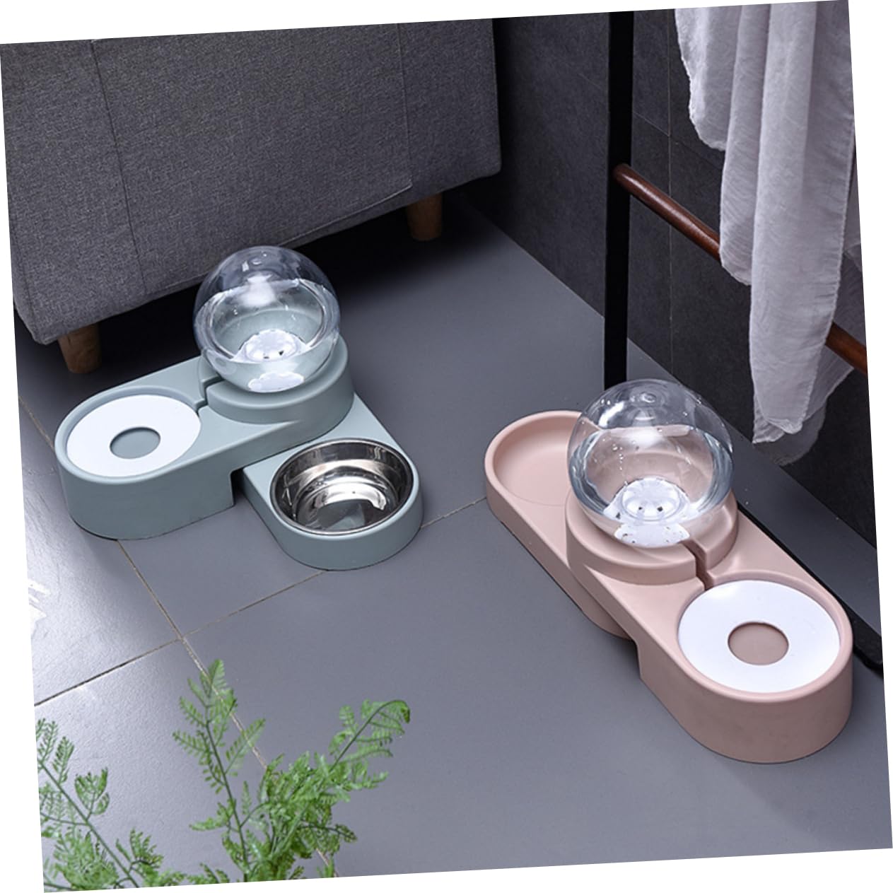 Sosoport Automatischer Doppelnapf Katzen Trinkwasserspender Haustier Wasserschale Ohne Edelstahlbecken Blau rutschfest Für Zuhause Und Tierbedarf