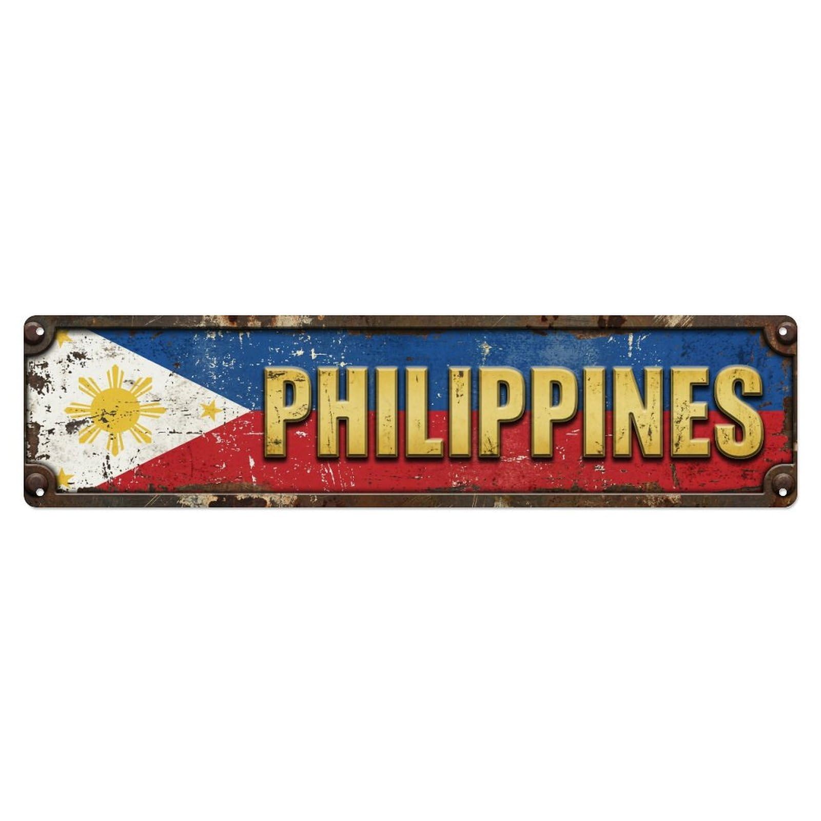 Metal Tin Sign Vintage Philippines Flag Pattern