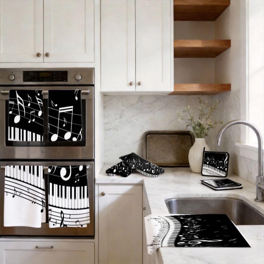 Set di 9 note musicali per pianoforte, 2 decorazioni da cucina e accessori