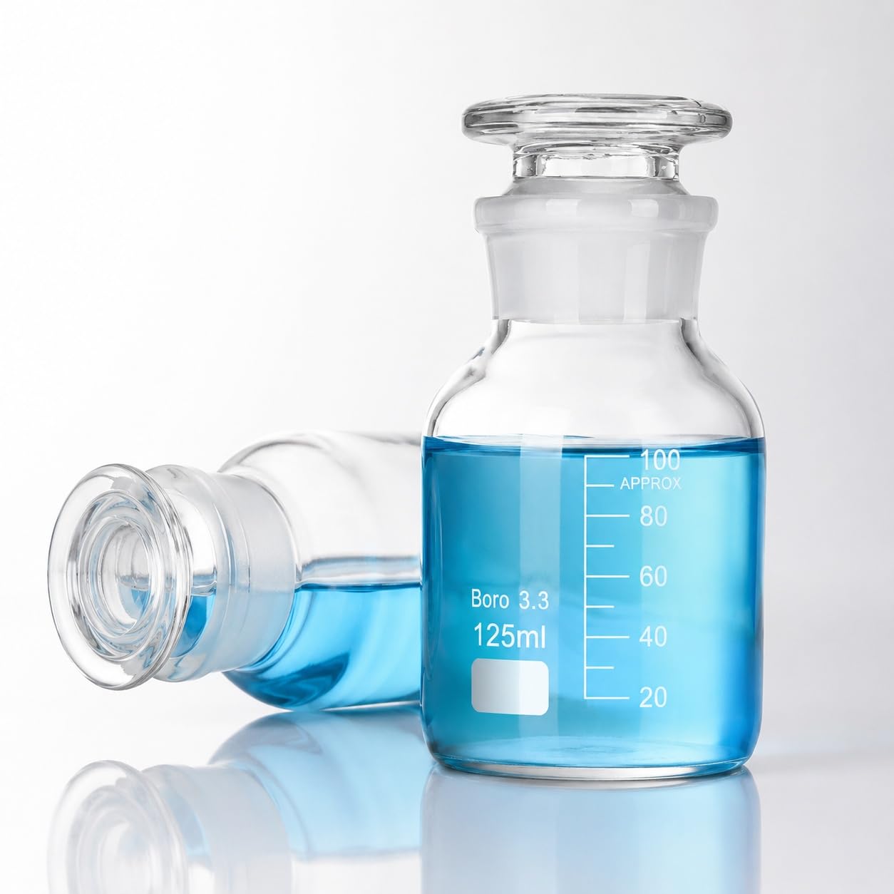 Flacone Reagenti Vetro Laboratorio Bocca Larga Graduato-Ambra 1000ml | Flacone da Laboratorio Versatile Adatto per Prodotti Chimici Polveri e Campionamento