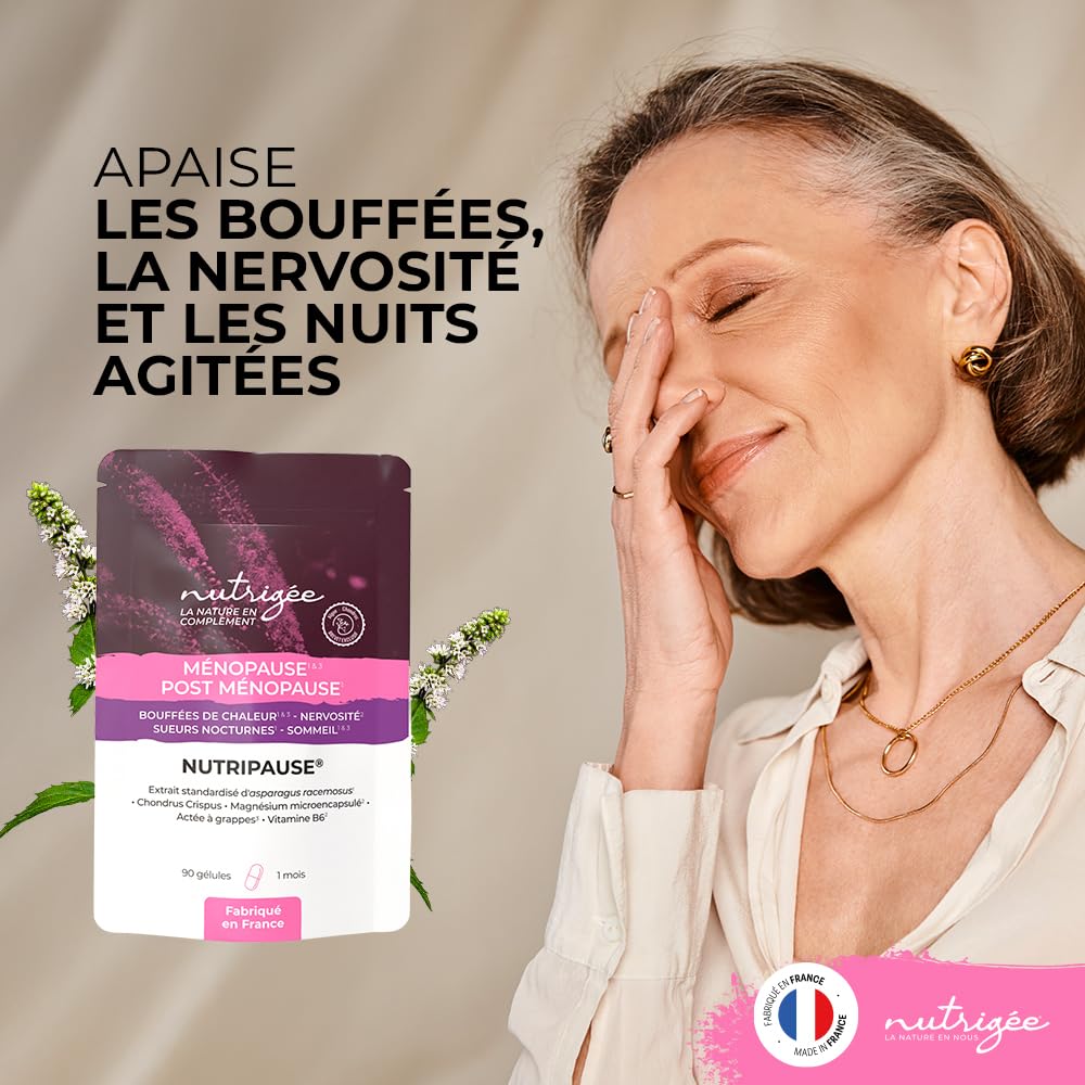 Nutripause - complexe ménopause & post-ménopause ultra-complet 90 gélules – soulage bouffées de chaleur, sueurs nocturnes, nervosité, sommeil – fabriqué en france