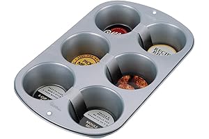 Wilton nonstick 6-cup muffin pan releases baked goods effortlessly with durable coatings,...