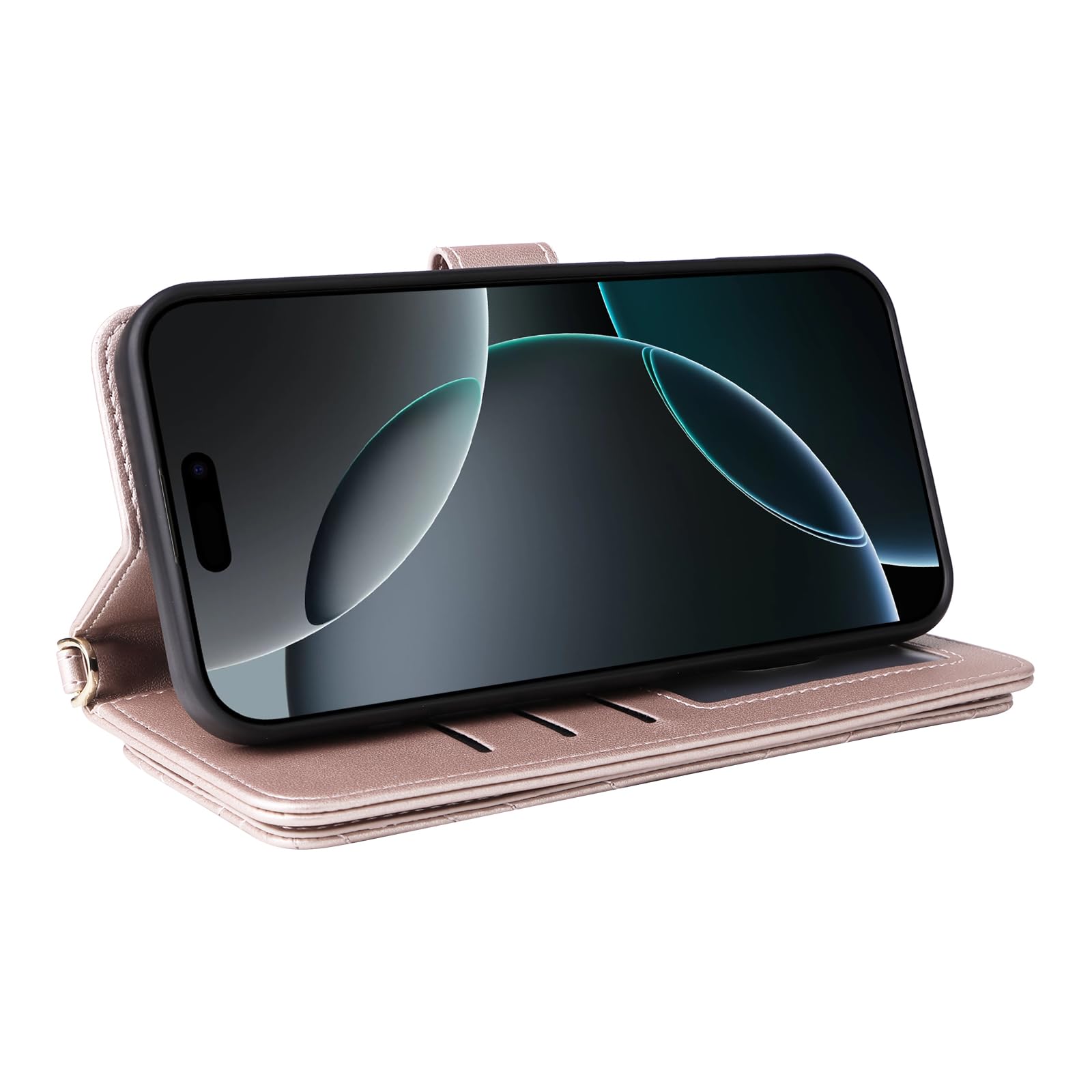 Jiajihua Flip Custodia Compatibile con Huawei Nova Y70 / Y70 Plus / Y71 / Enjoy 50 Cinturino da polso Cordino[PU Pelle+Guscio] Doppio portafoglio [6 slot per carte] Kickstand Pink