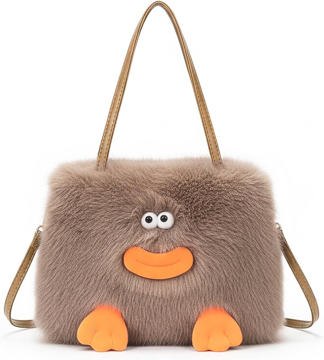 Funny Animal Handbags for Women Ladies Teen Girls - Cute Kawaii Plush Shoulder Crossbody Top-Handle Tote Bags Purse