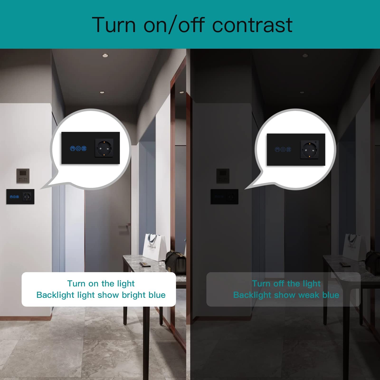 BSEED Interruttore a tapparella Wifi e Schuko Presa intelligente compatibile con Alexa/Tuya, controllo percentuale nero 157 mm (richiede cavo neutro)