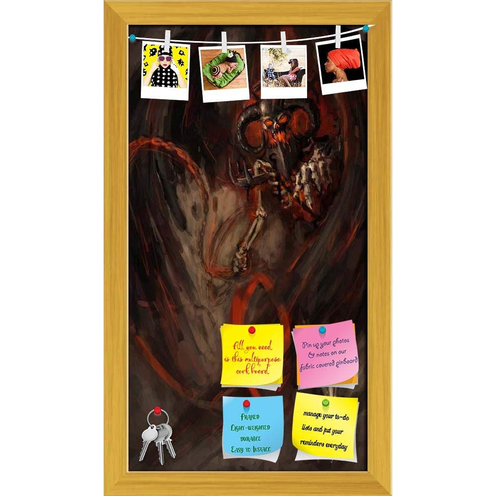 ArtzFolio Firer Reaper | Bulletin Board Notice Pin Board | Vision Soft Board Combo with Thumb Push Pins & Sticky Notes | Golden Frame | 12 x 21.6 inch (30 x 55 cms)