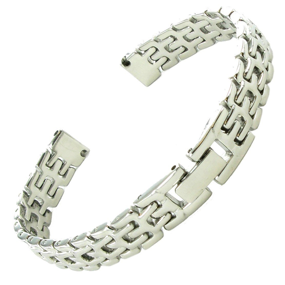 8.6 mm Milano Silver Tone Ladies Stainless Steel Watch Band With Center Clasp