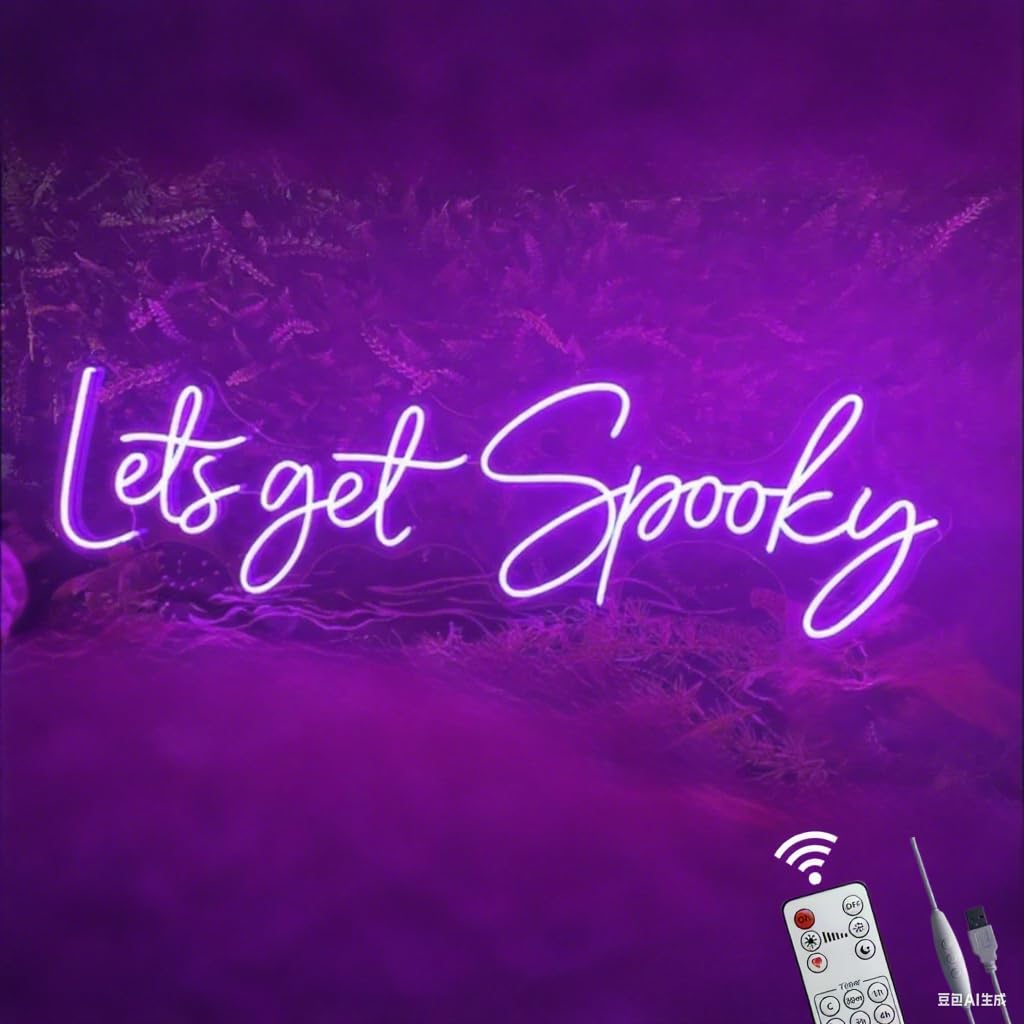 Let's Get Spooky Neon LED Sign - Purple Halloween Decor