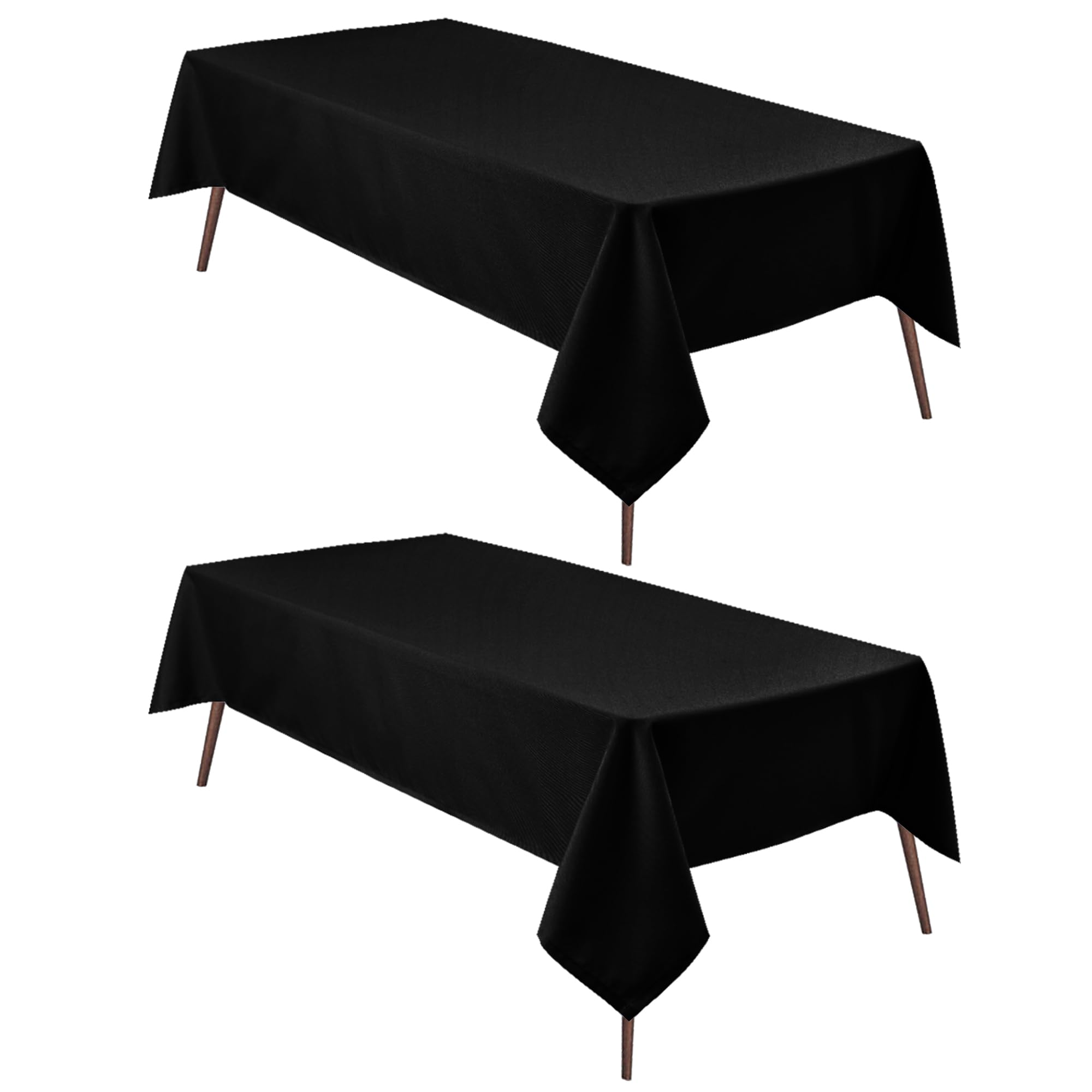 Hiasan 2 Pieces Black Tablecloth Rectangle - Waterproof and Wrinklr Resistant Washable Polyester Fabric Table Cloth for Dining Room and Outdoor Use, 60 x 102 Inch