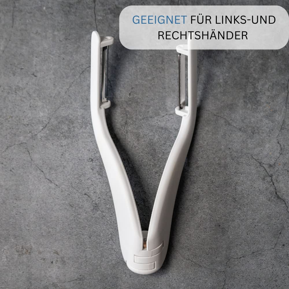 Westmark Gemüse- und Doppelschäler/Spargel-Schäler, inklusive 2 Ersatz-Edelstahlklingen, Peel-Star KS, Kunststoff, Weiß/Silber, 60622E6