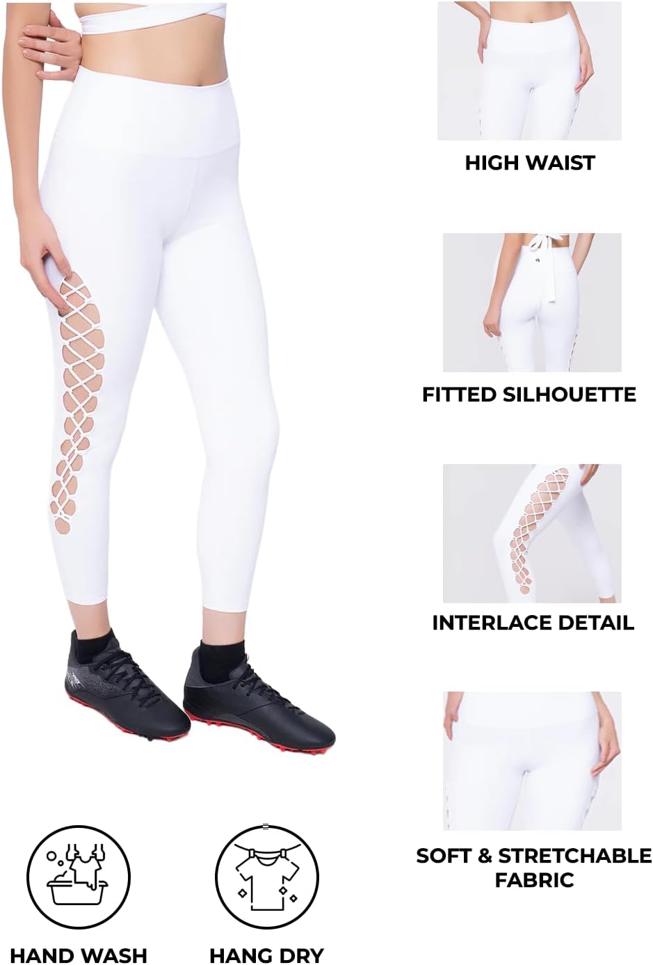 Women’s High Waist Interlace Leggings Seamless Compression Yoga Pants with Tummy Control, Squat Proof Workout - Image 6