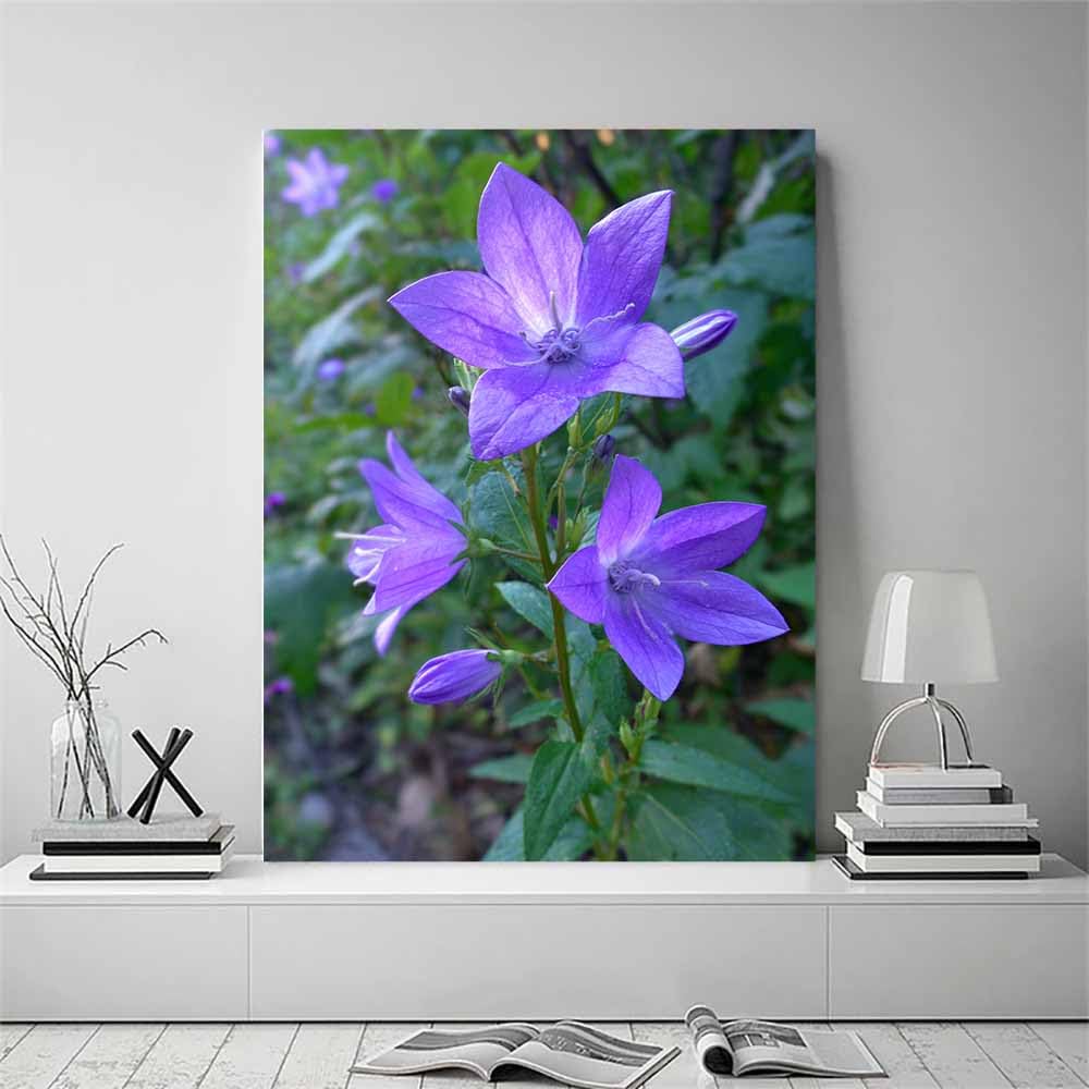 CUDAOO Semplice arte botanica Stampe su Canvas Fiori viola a campana per Camera da Letto Agriturismo Soggiorno Bagno(viola)-60x90cm Incorniciato