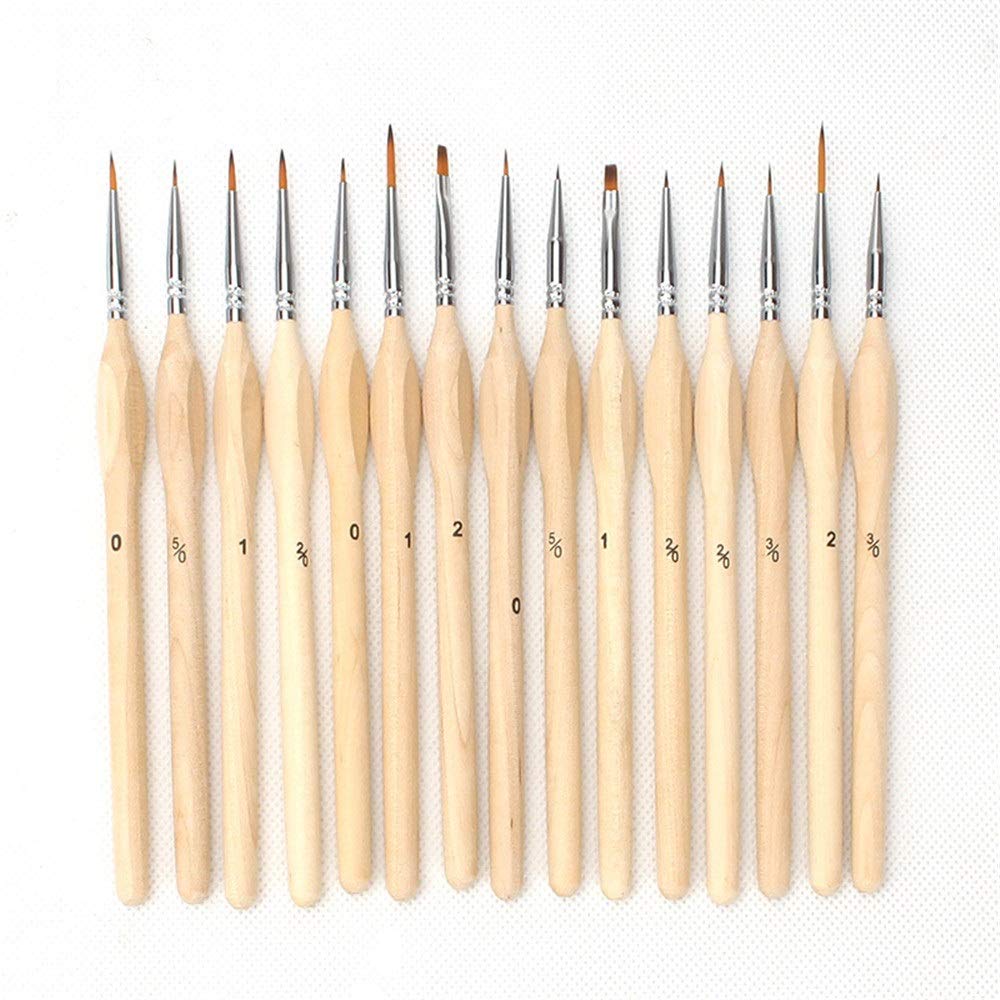 Juegos de Pinceles 15 Piezas Mini Pinturas Cepillo Conjunto Fino Detalle Pincel de for Acrílico Acuarela Pintura Línea Dibujo para Principiantes y Profesionales