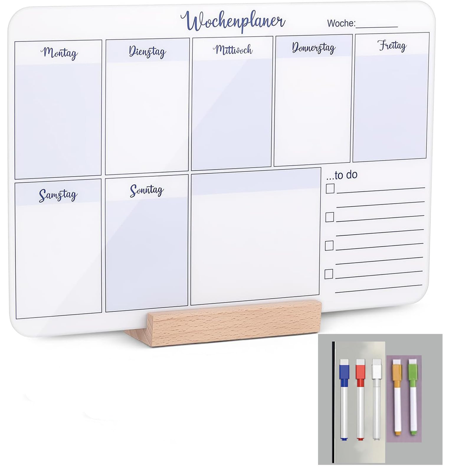 1 set agenda mensile cancellabile in plastica acrilica con 5 penne cancellabili, adatta per l ' organizzazione ' ufficio, della scuola, della casa, ' agenda settimanale