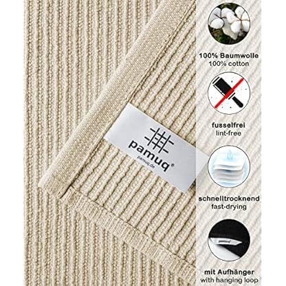 pamuq Geschirrhandtücher Baumwolle 100% - beige, einfarbig, 3er Set, 50x70cm, Aufhänger - Geschirrtücher Baumwolle Trockentücher Küche Geschirrtuch Küchentücher – Bild 4