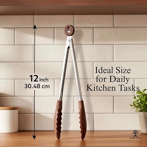 Miniatura 2 de Pinzas de cocina de madera de nogal  Pinzas de madera antiadherentes seguras para ensalada y parrilla de 12 pulgadas para cocinar, servir, asar y