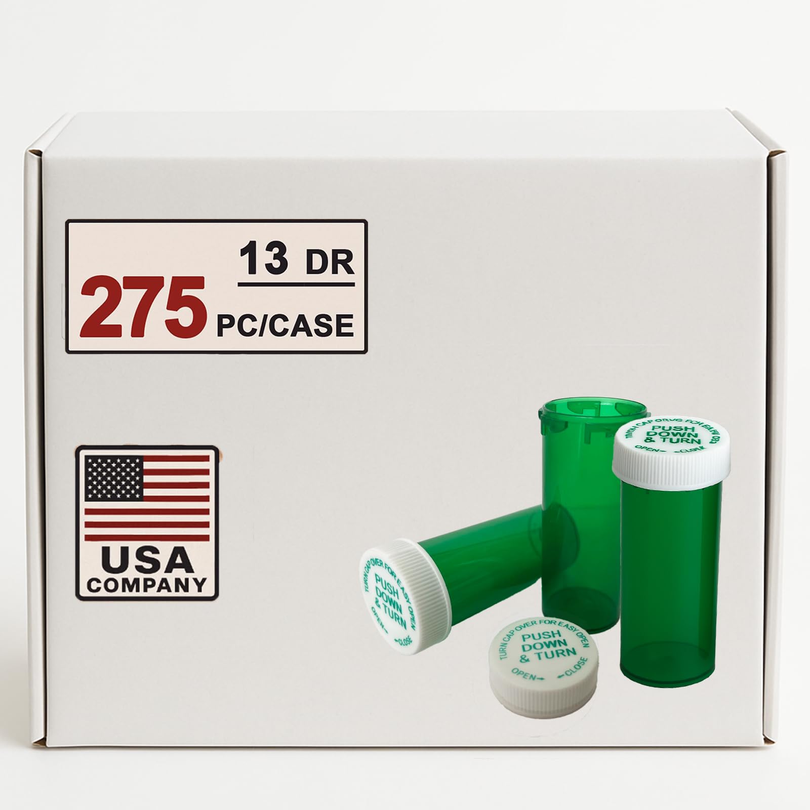 13 Dram Push Down and Turn Vials Green Medicine Vials for Pharmacy 275 Pcs Empty Pill Bottles Mini