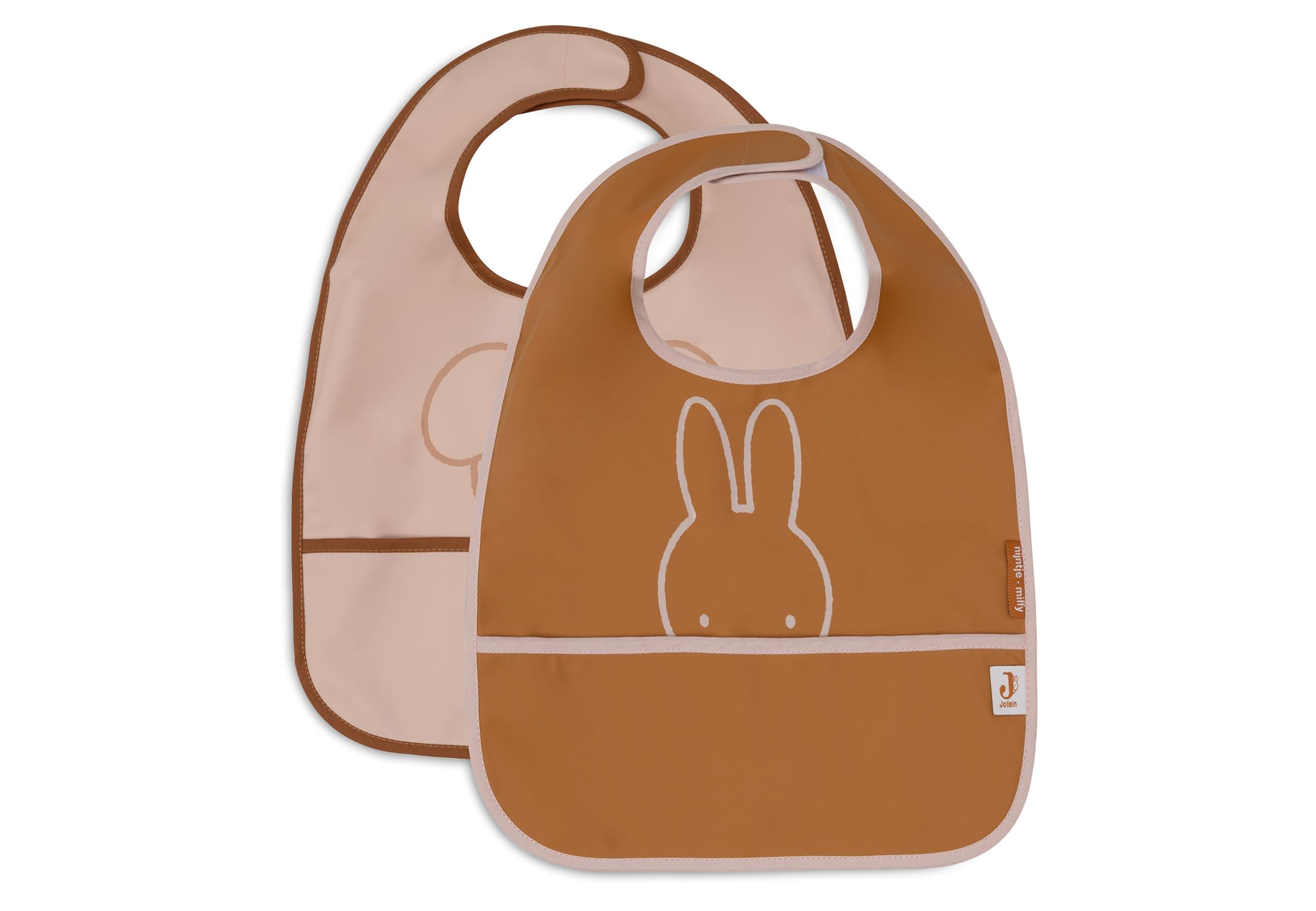 Jollein Baby Bib - Miffy Peekaboo, Wild Rose - Pack of 2 - Waterproof Bib - With Velcro Fastening - Baby Bib - Drool Bib Baby