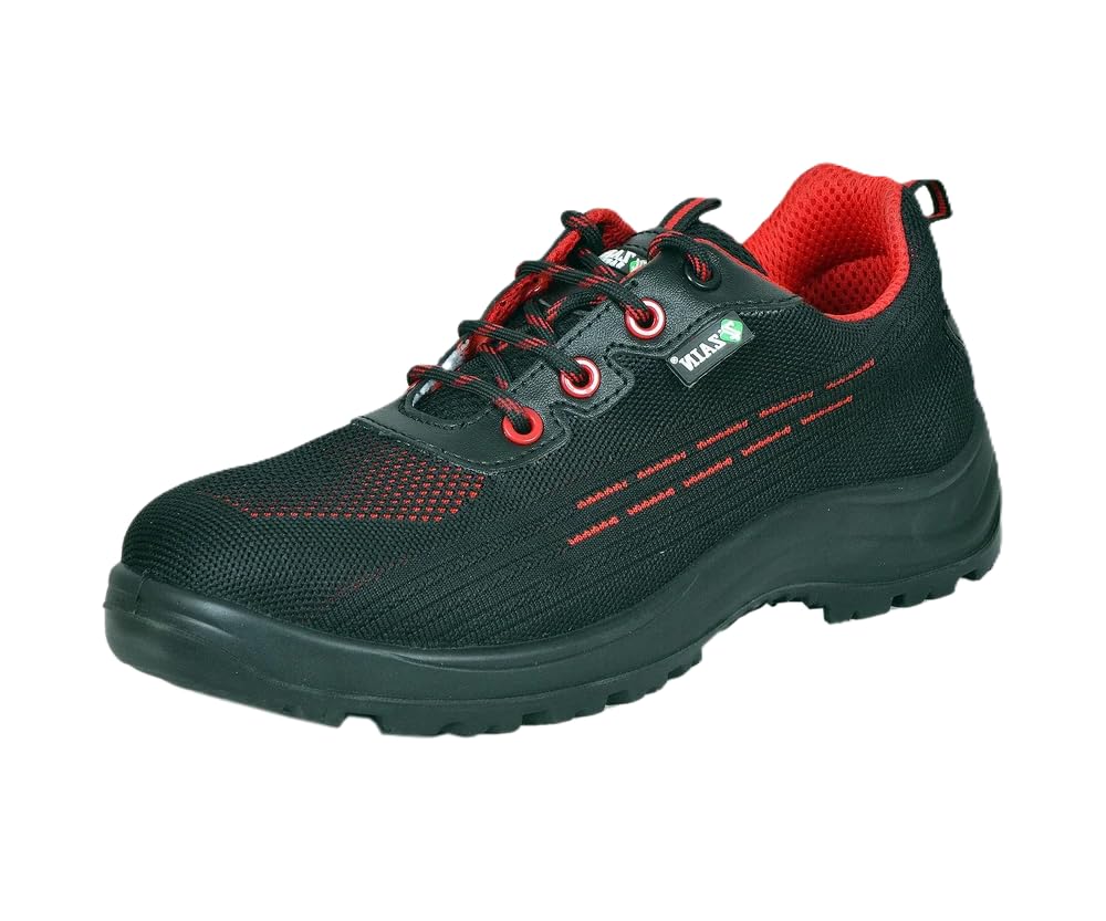 Smoke S/D PU Safety Shoes for Men | ISI Marked S1-SR | Composite Toe | Anti-Slip, Anti-Static | Breathable Knit Upper | Industrial Work Safety Shoes (Black)-image-39