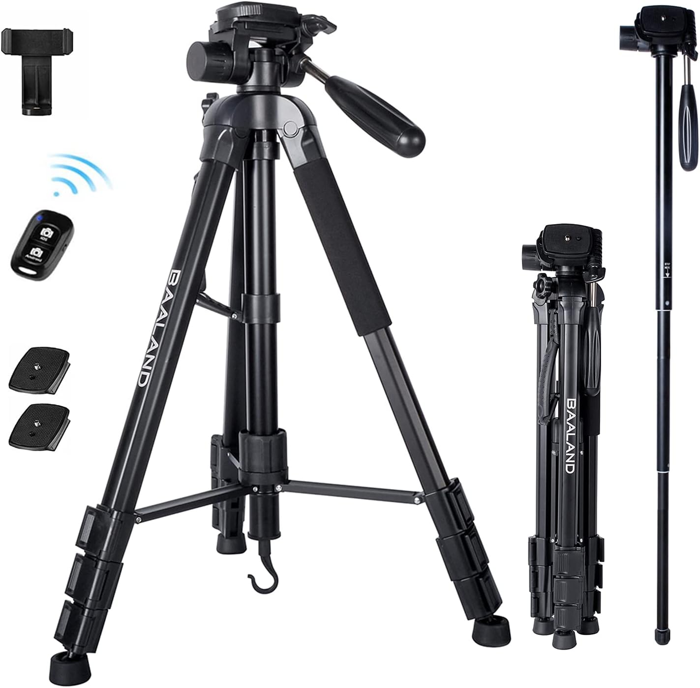 Universal Complete Tripod Units with Remote Shutter, BAALAND 70" Lightweight Camera Phone Tripode for Canon Rebel T7 DSLR Sony
