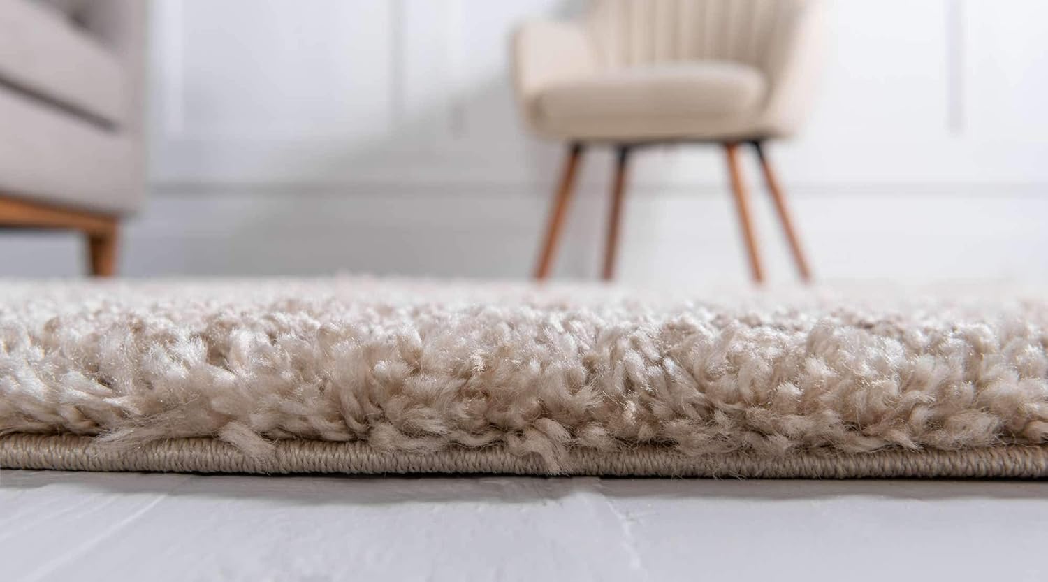 Unique Loom Rabat Shag Collection Modern Tribal Moroccan Inspired Plush & Soft Nomad Design Area Rug (8' 0 x 10' 0 Rectangular, Taupe/ Ivory)