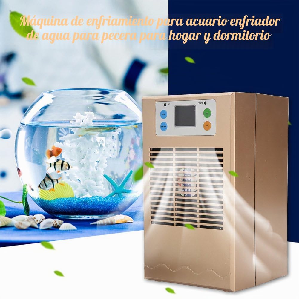 Enfriador de agua del tanque de peces, Máquina de enfriamiento de agua del tanque de peces, Máquina de enfriamiento del acuario enfriador de tanque de peces para acuario 35L Usos de acuicultura(70W)