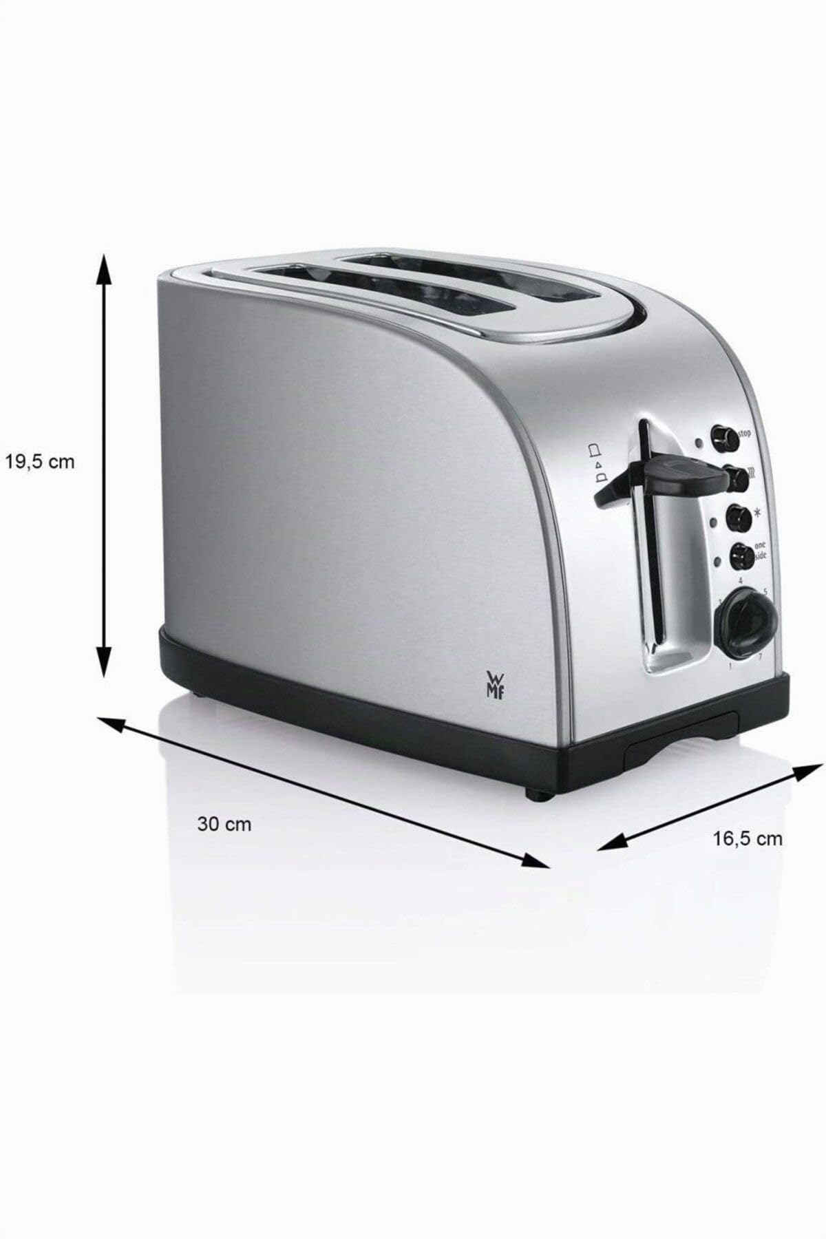 WMF Stelio - Tostadora, 980 W, Acero Inoxidable, 2 Ranuras, Cromargan Acero Inoxidable 18/10, Gris/Negro