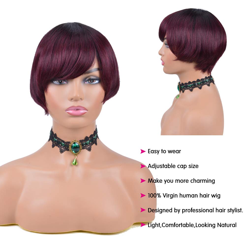 Amazon.com : Short Pixie Cut Human Hair Wigs Brazilian Virgin Human Hair  Wigs Pixie Cut wigs for Black Women Machine Made Human Hair Wigs (OT99J) :  Beauty & Personal Care