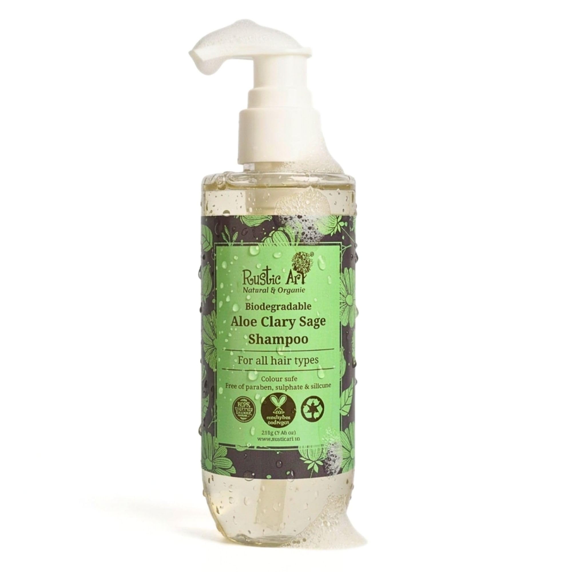 Rustic Art Aloe Clary Sage Shampoo | All Hair Types | Sulphate & Paraben Free | Biodegradable, Organic | For Women & Men | (210 g)-image-19