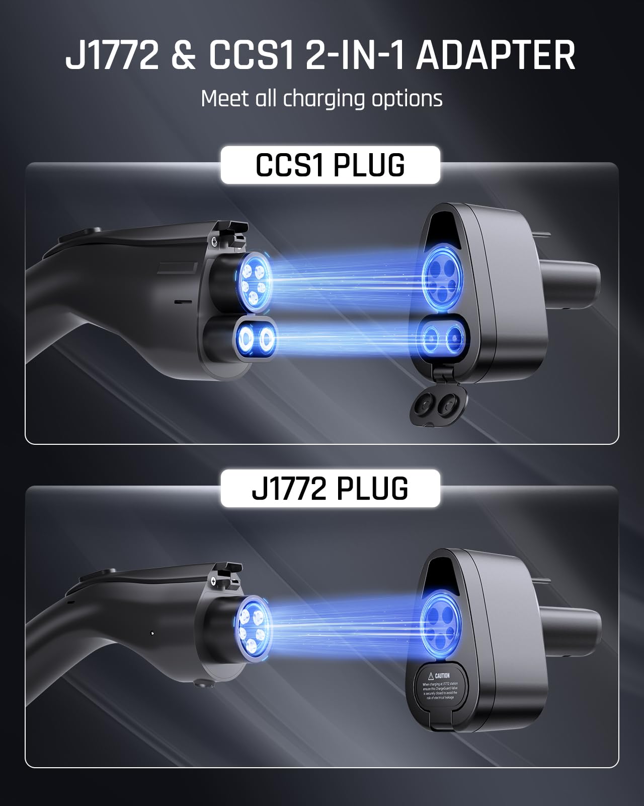 Upgraded CCS Plus J1772 TS Charger Adapter for M Y/3/X/S, Universal 2 in 1 CCS1 and J1772 TS Adapter for Level 1/2/3 Charger Stations, Up to 250KW Power DC/AC Charging (CCS Plus J1772)
