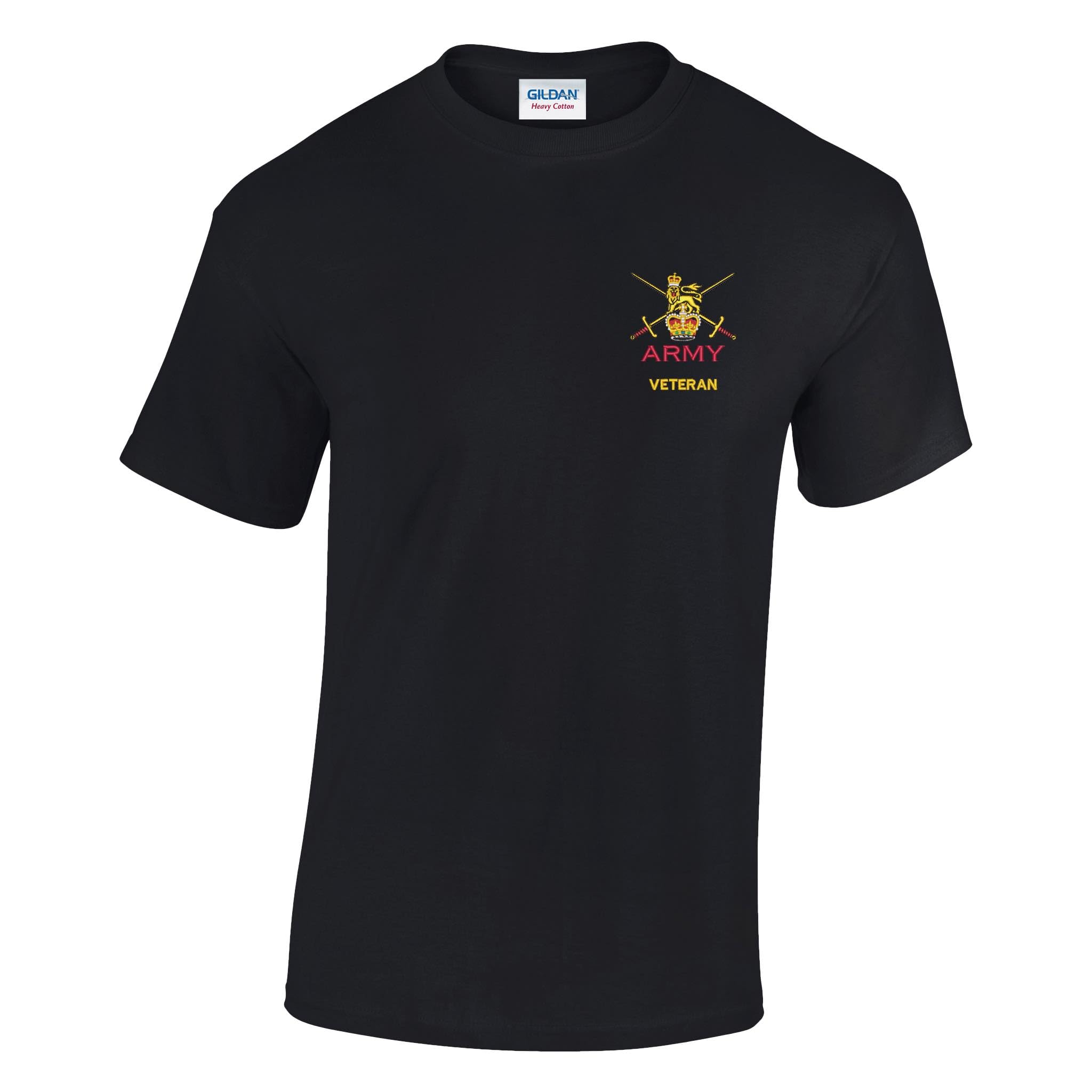 The Military Store Men's Black Army Veteran Embroidered T-Shirt, 2X Large
