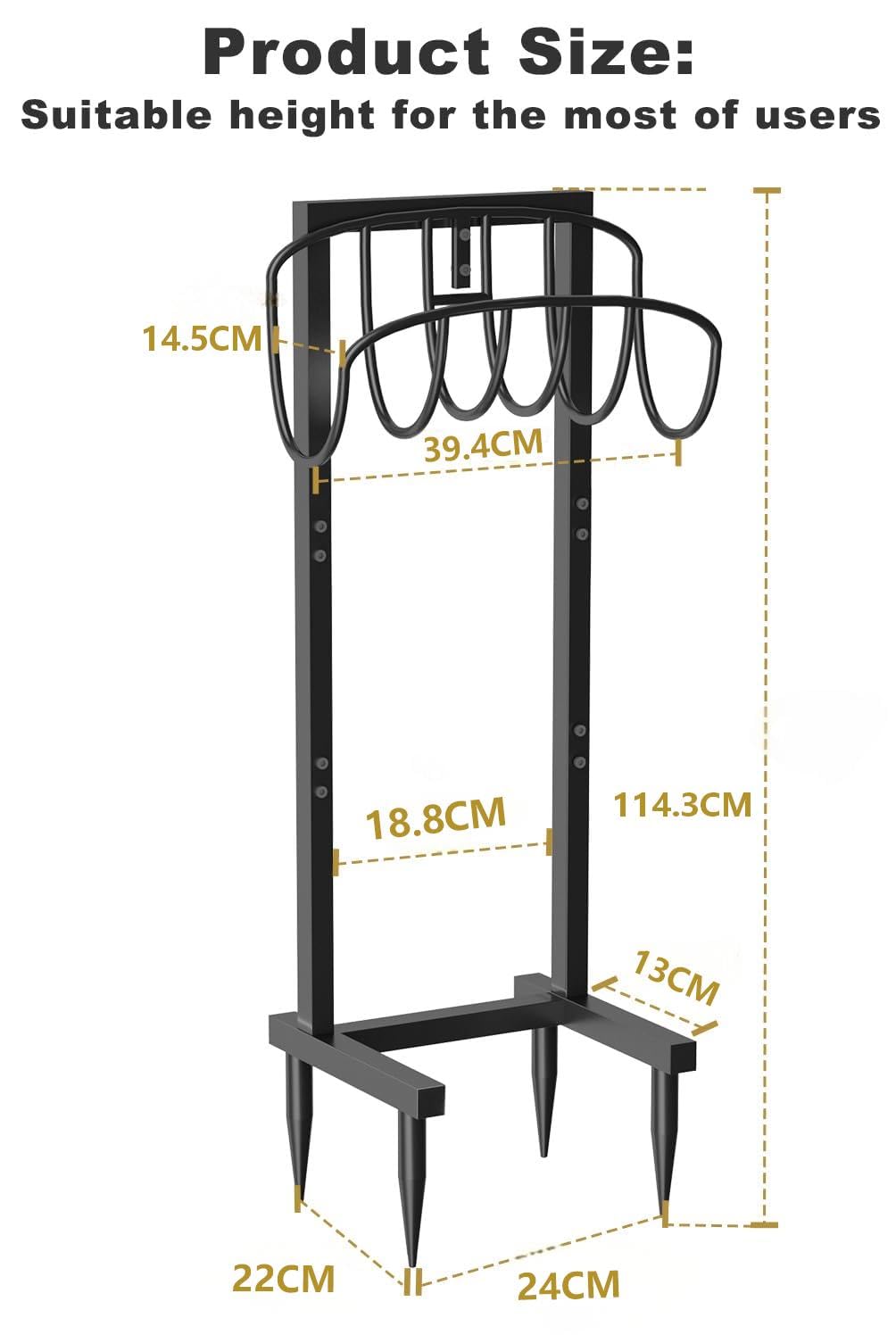Artigarden Soporte para manguera independiente – con 4 anclajes de suelo mejorados, desmontable, estructura metálica estable para manguera de 46m, para jardín, césped, terraza & patio