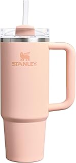 STANLEY Quencher H2.0 Flowstate Trinkflasche Mit Strohhalm 0.89L - Thermobecher Kühlt 9 Stunden - 40 Stunden Eisgekühlt - Thermosflasche BPA Frei - Edelstahl Trinkbecher - Orange Cream
