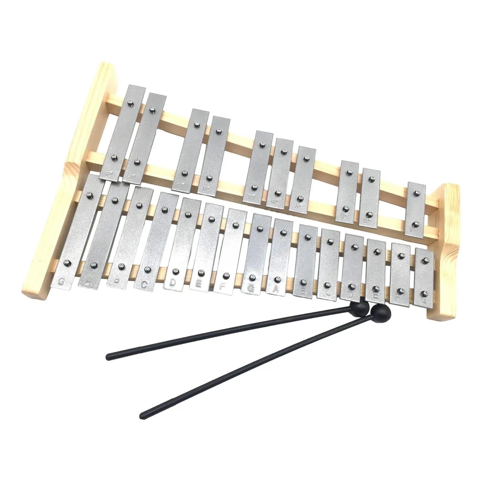 xilófono kit Xilófono De Aluminio Con Marco De Madera Portátil Profesional Compacto Regalos Para Principiantes Glockenspiel De 25 Notas