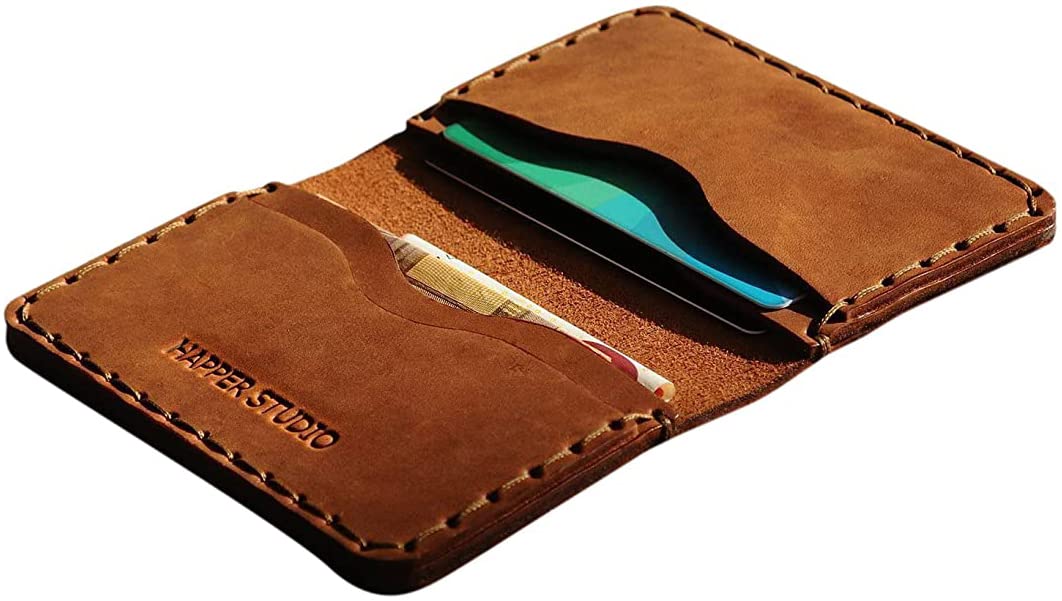 Marron Portefeuille en cuir pour Carte de crédit, argent comptant ou titulaire d'identification. Pochette unisexe style rustique.