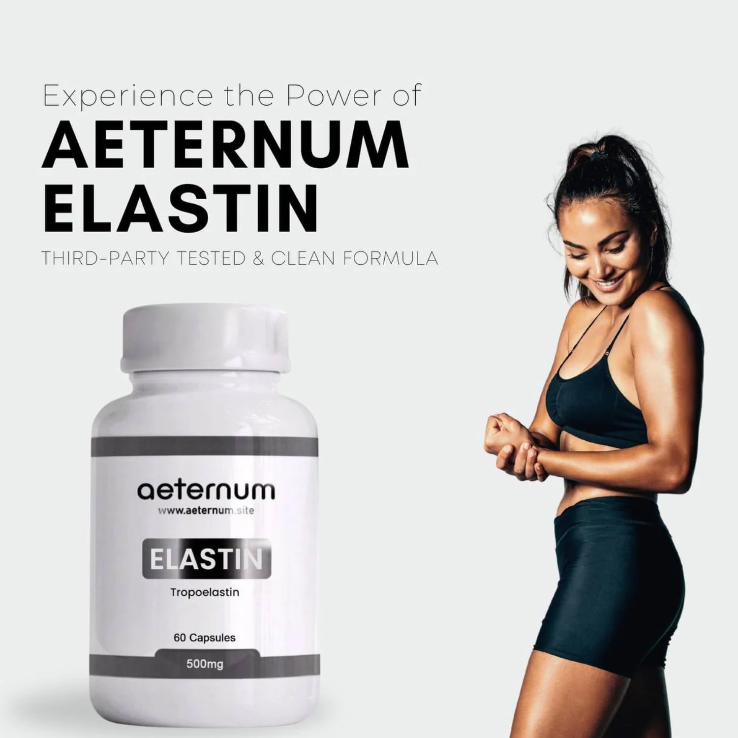 aeternum Elastin Supplement 500mg, 180 Capsules – Marine Elastin Peptides Capsules, Skin Support Formula, Third-Party Tested - Image 5