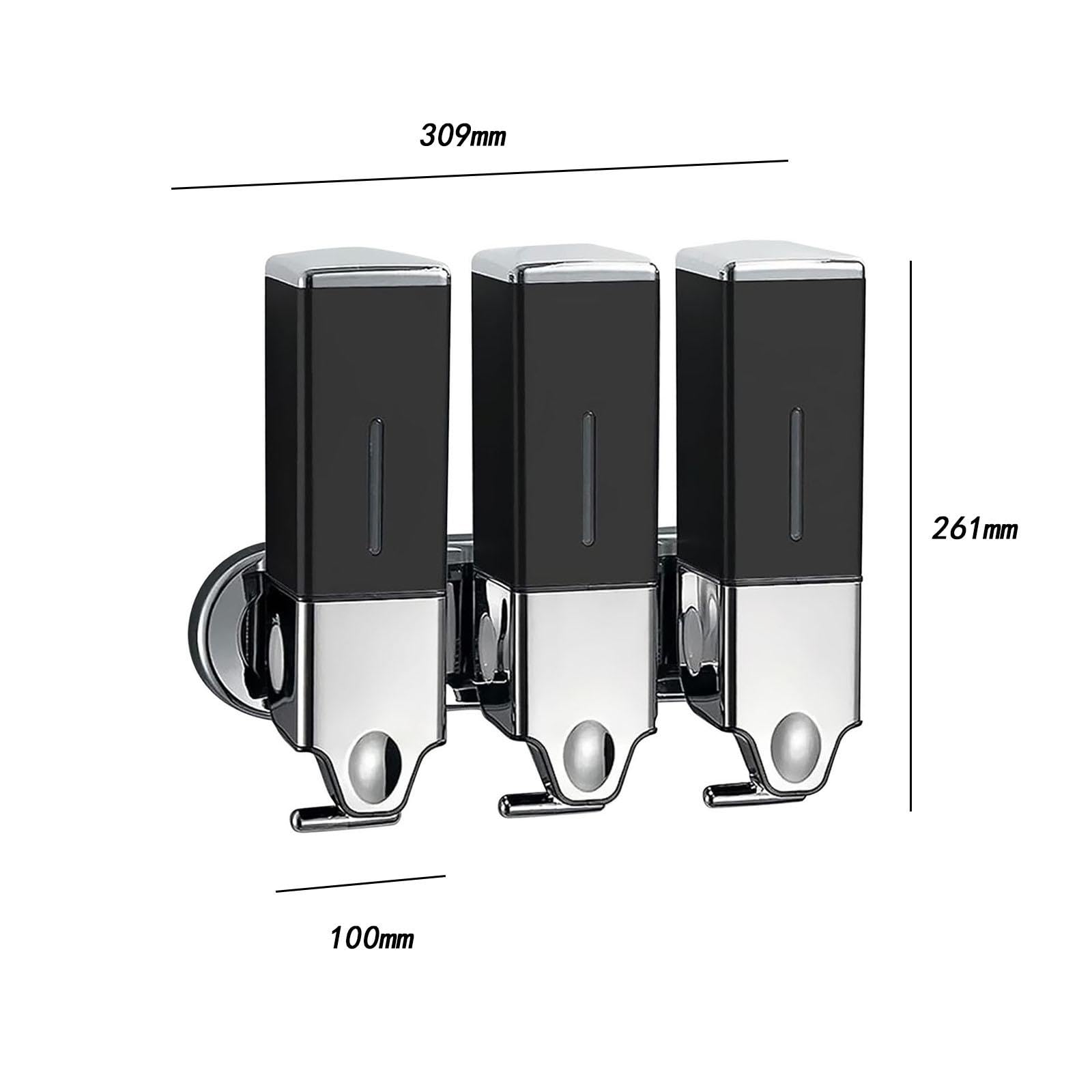 Dispensador de Jabón Pared Baño con Bomba Manual Resistente Recipiente Recargable 1500ml Diseño Compacto Y Transparente Adecuado para Hogar Hotel Rest, Negro, Individual