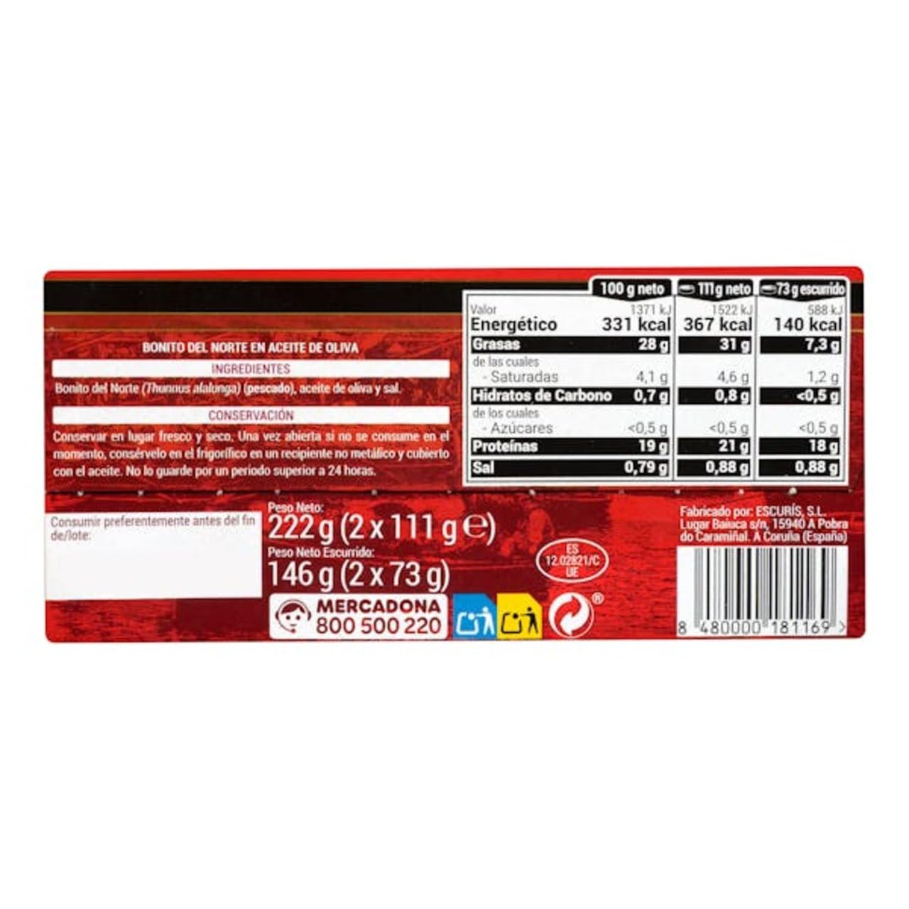 Weißer Thunfisch (Bonito del Norte) in Olivenöl 8er-Pack