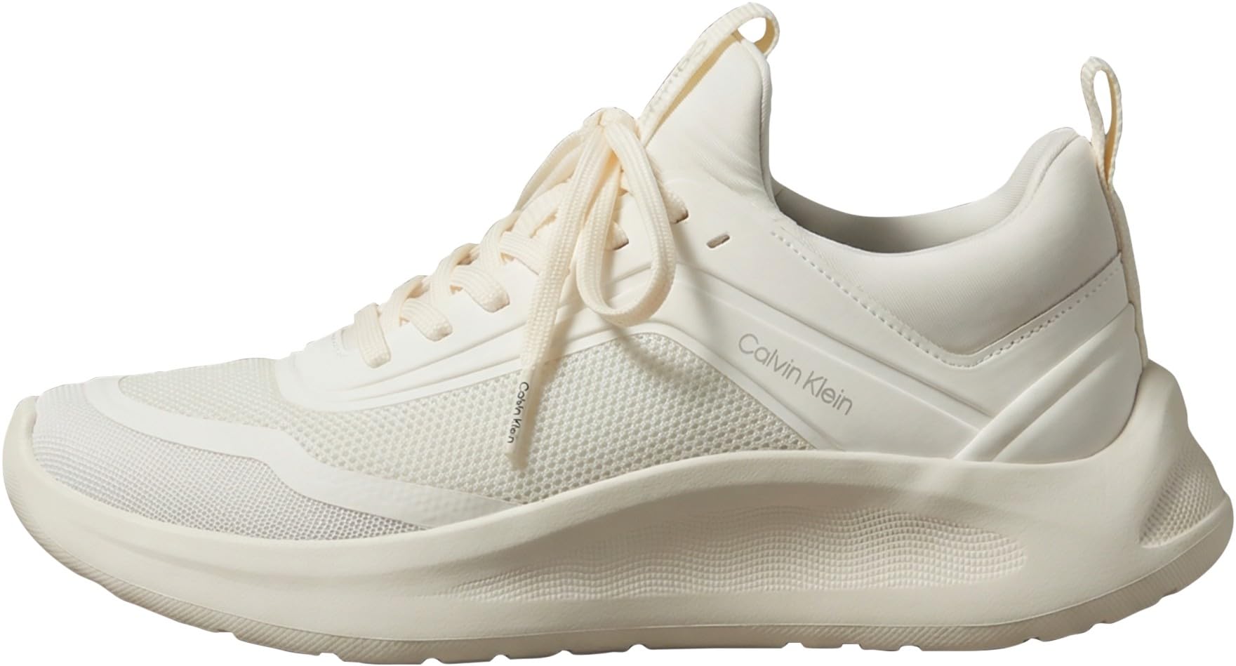 Calvin Klein Women's Light Eva Run Sock Mesh Lycra HW0HW03023 Low Top, White (Tofu), 5