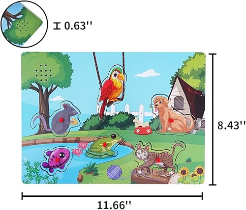 Miniatura 9 de ExploraToy Farm Animals Sound Puzzle, Wooden Chunky Puzzle for Toddlers and Preschoolers Ages 2yrs+, Kids Educational Preschool Learning Puzzles Toy