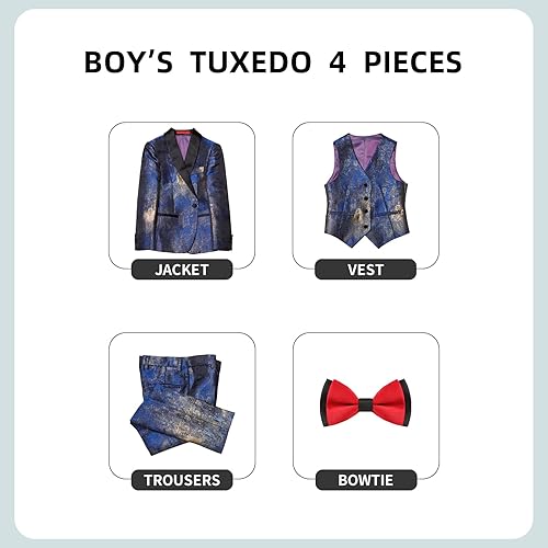 Miniatura 2 de ELPA - Conjunto de traje de esmoquin floral para niños, esmoquin juvenil ajustado