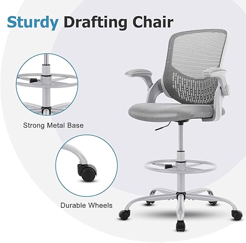 Miniatura 8 de JHK Silla de dibujo silla de escritorio de pie silla de oficina alta para escritorio de pie silla de escritorio alta sillas de oficina ajustables